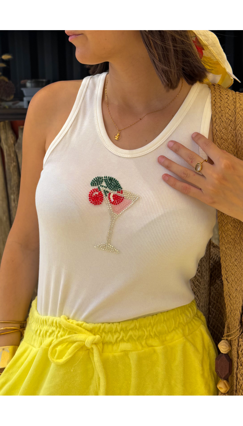 CHERRY WHITE TANK TOP E26