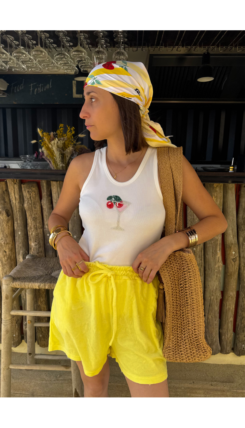 PANTALON CORTO MUJER TOALLA AMARILLA E26