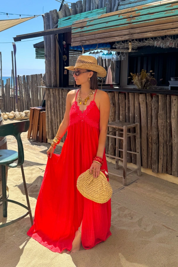 Robe Brodé Corail TALAIA Noho - 1 | Accueil