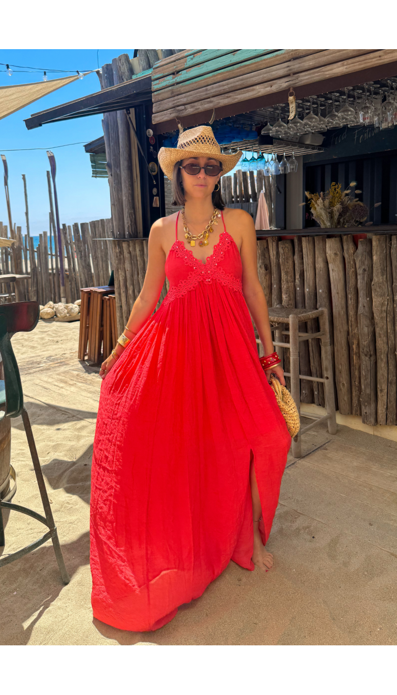CORAL EMBROIDERED WOMEN’S DRESSES E26