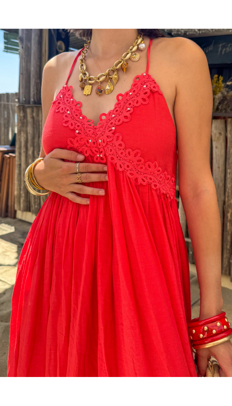 CORAL EMBROIDERED WOMEN’S DRESSES E26