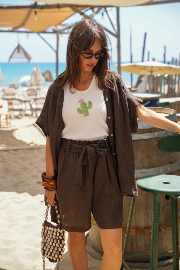 Camicetta in Lino Marrone CODOLAR