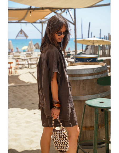 Brown Linen Blouse CODOLAR