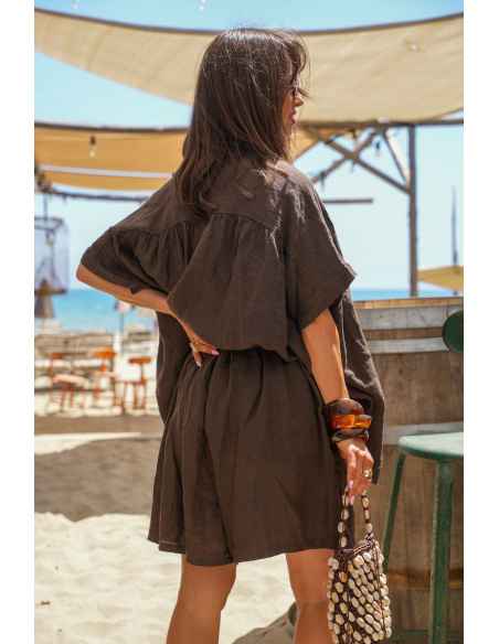 Camicetta in Lino Marrone CODOLAR