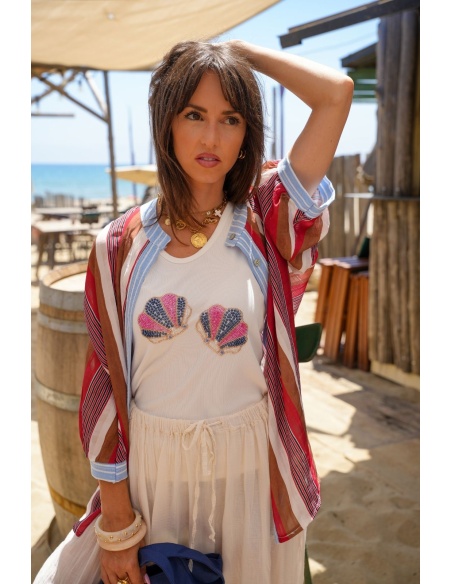 CAMISETA DE TIRANTES CONCHA BLANCA E26