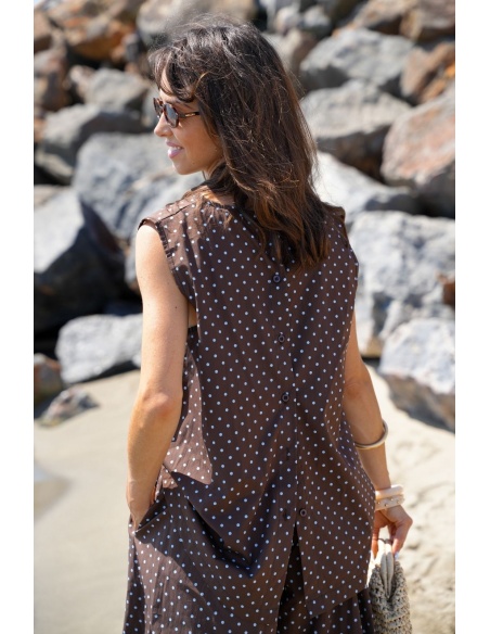 WOMEN'S TOP BROWN DOTS E26
