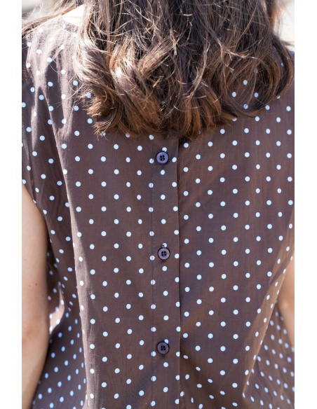 WOMEN'S TOP BROWN DOTS E26