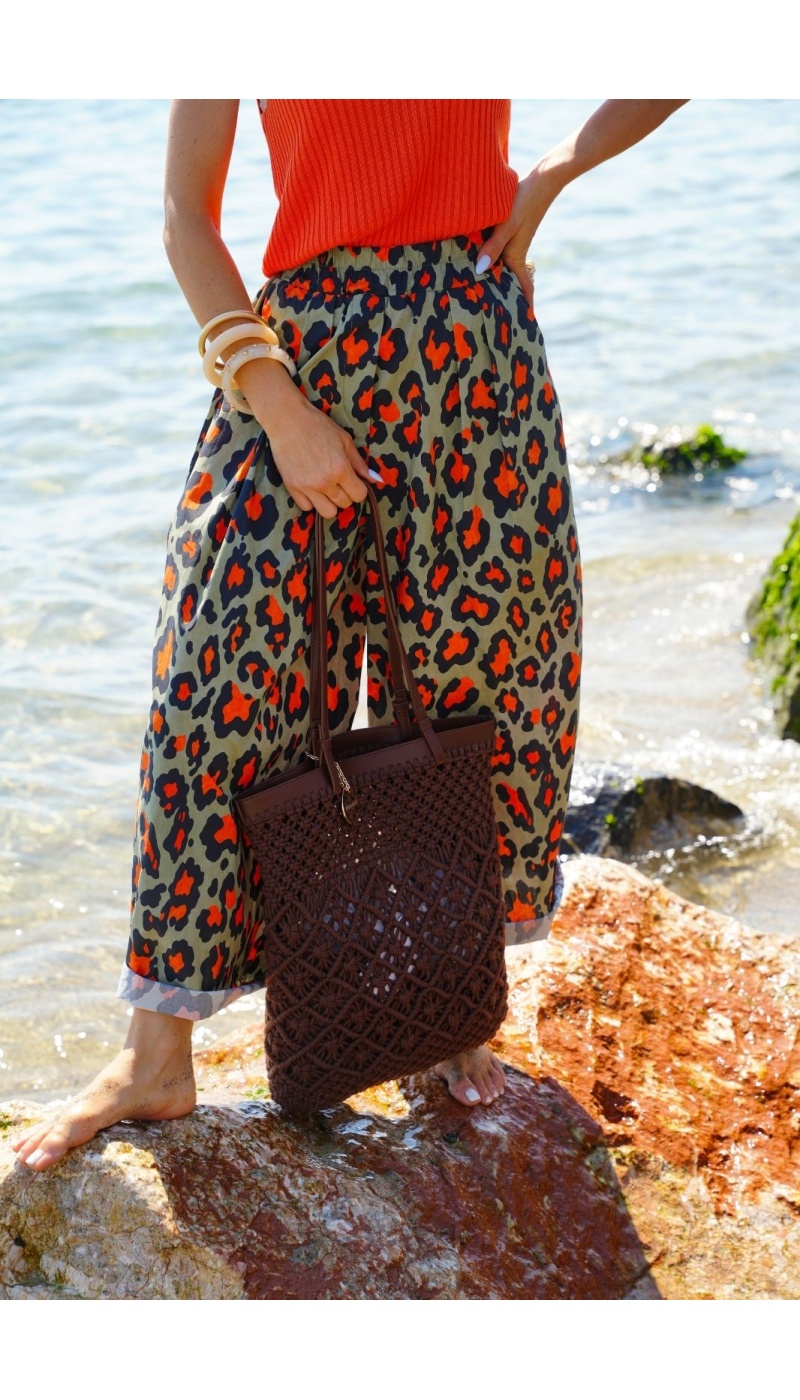 PANTALONI DONNA LEOPAR GOLD/KAK E26