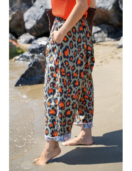 CALÇAS DE MULHER LEOPAR OURO/KAK E26