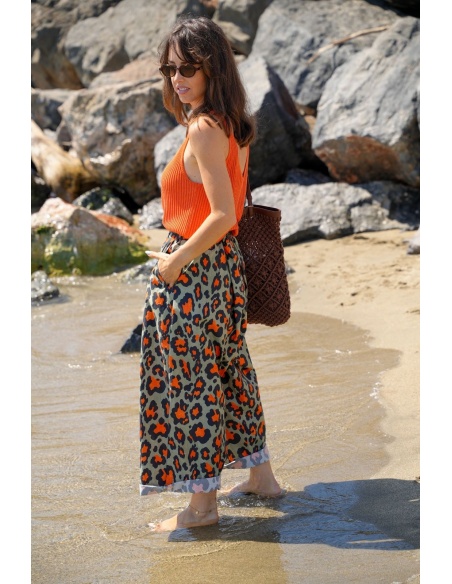 DAMENHOSE LEOPAR GOLD/KAK E26