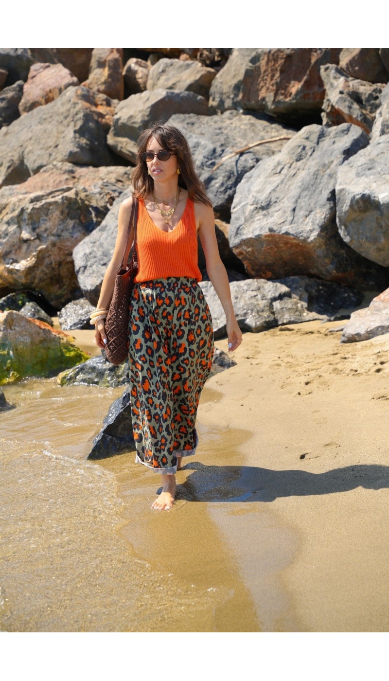 WOMEN'S TROUSERS LEOPAR GOLD/KAK E26
