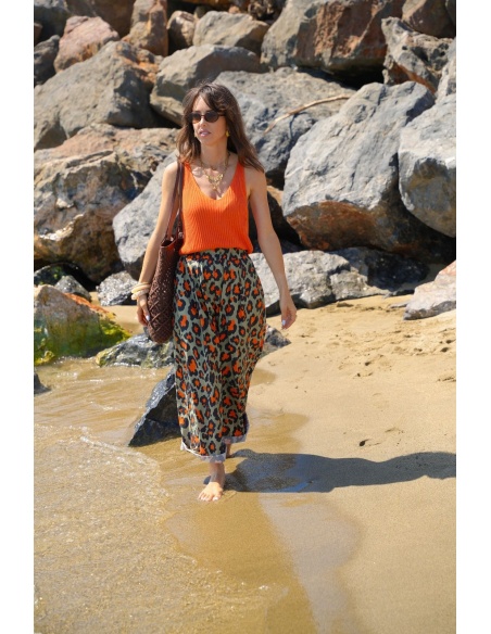 WOMEN'S TROUSERS LEOPAR GOLD/KAK E26