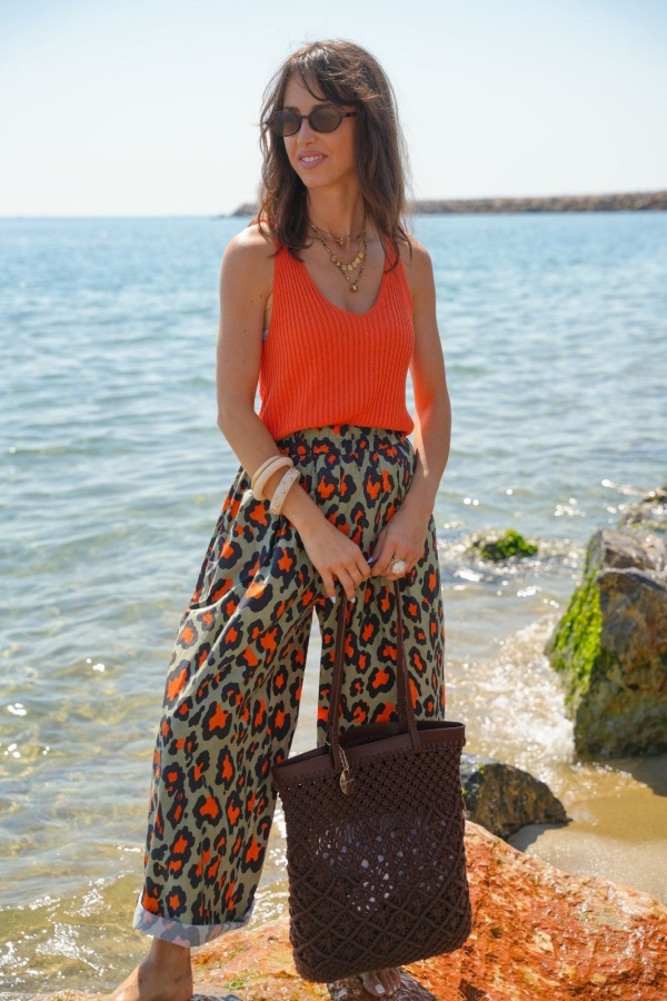 DAMENHOSE LEOPAR GOLD/KAK E26