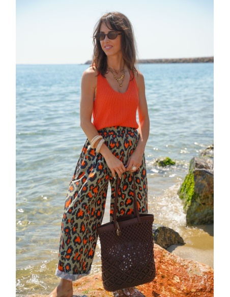 DAMENHOSE LEOPAR GOLD/KAK E26