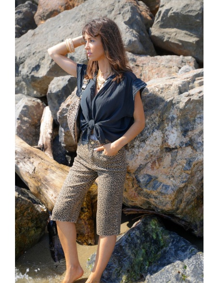 PANTALONE DONNA LEOPAR CAMMELLO E26