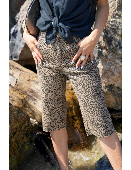 PANTALONE DONNA LEOPAR CAMMELLO E26