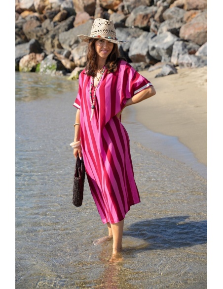 Robe Longue Rayée Rose VAIANA - Élégance et Confort