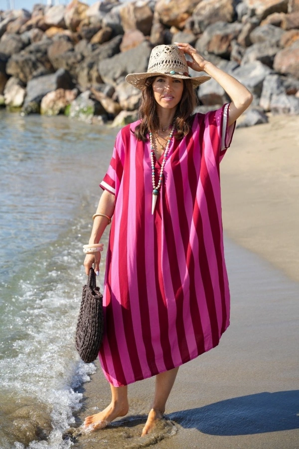 Robe Longue Rayée Rose VAIANA - Élégance et Confort 2
