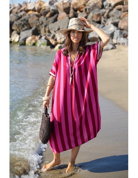 Vestido Longo Listrado Rosa VAIANA – Elegância e Conforto