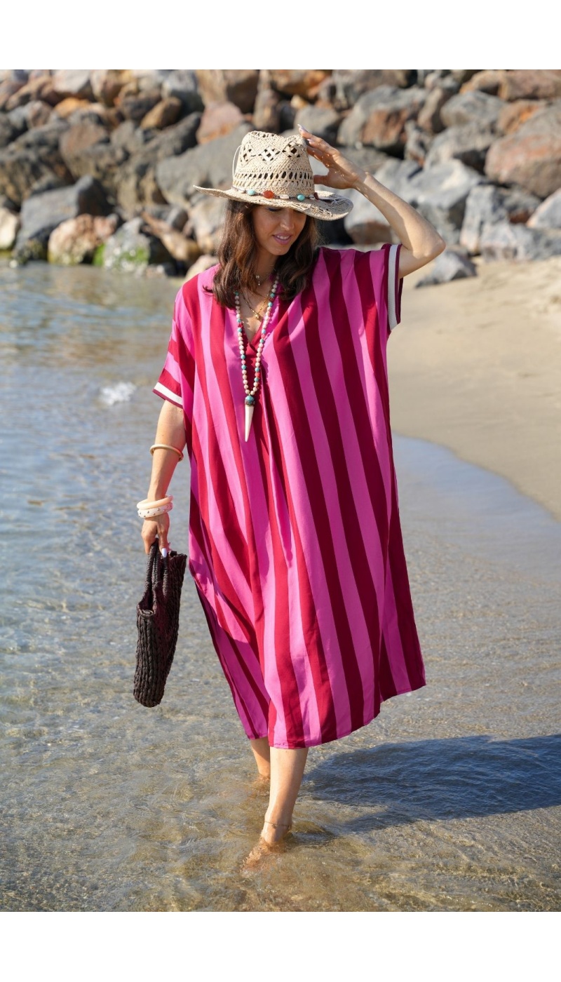 Vestido Largo Rayas Rosa VAIANA - Elegancia y Confort