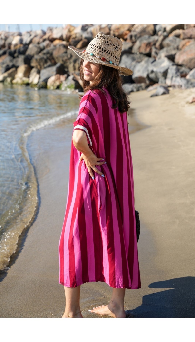 Long Pink Striped Dress VAIANA - Elegance and Comfort