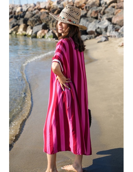 Robe Longue Rayée Rose VAIANA - Élégance et Confort