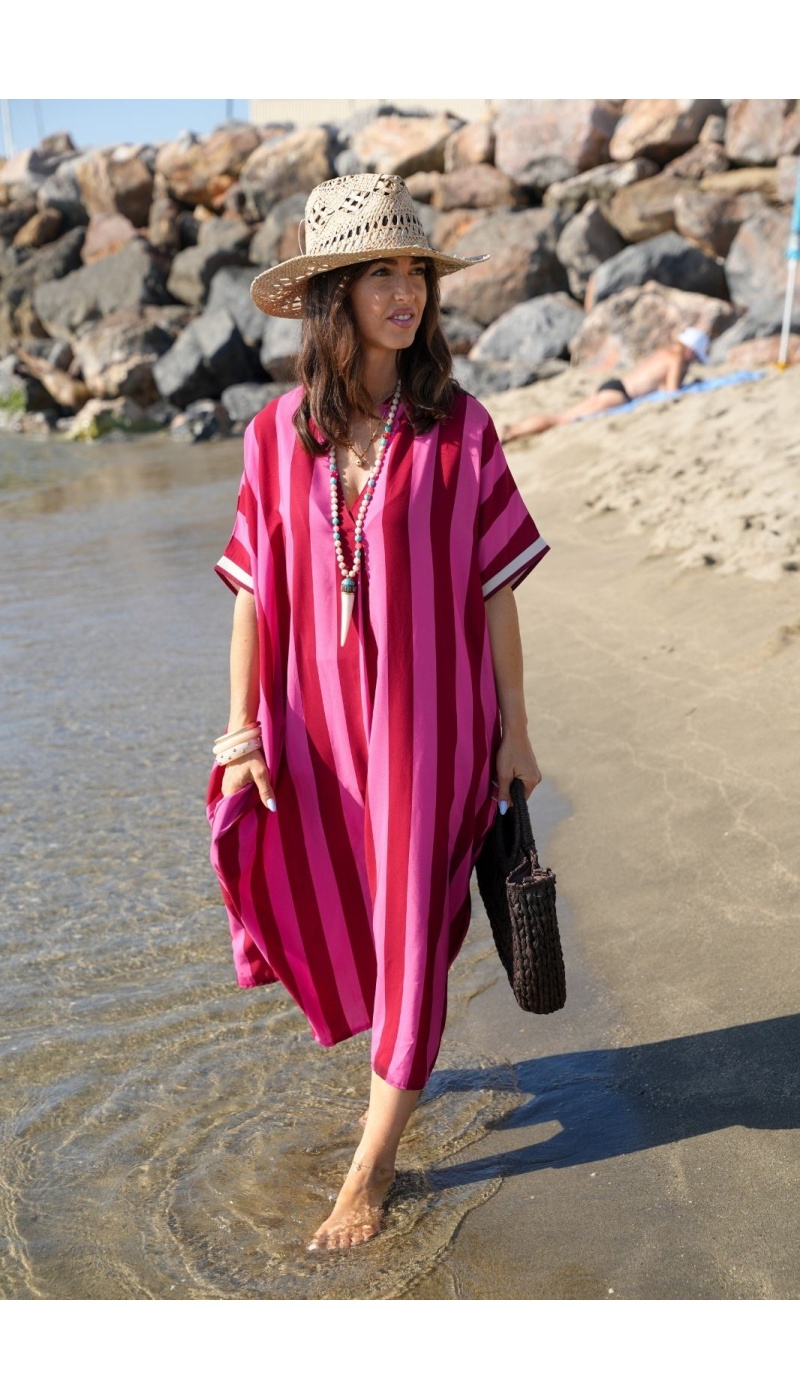 Vestido Largo Rayas Rosa VAIANA - Elegancia y Confort