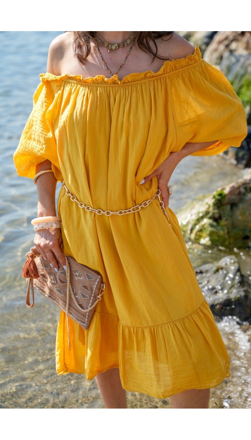 Robe Jaune Johanna HUNE - Élégance et Confort à Domicile