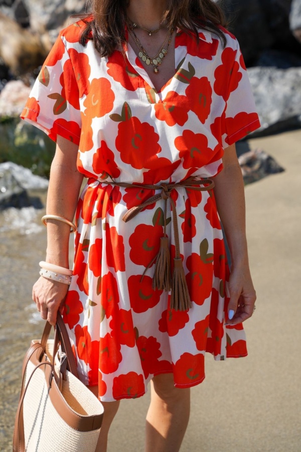 Robe Fleurs Orange/Ecru SINI 2