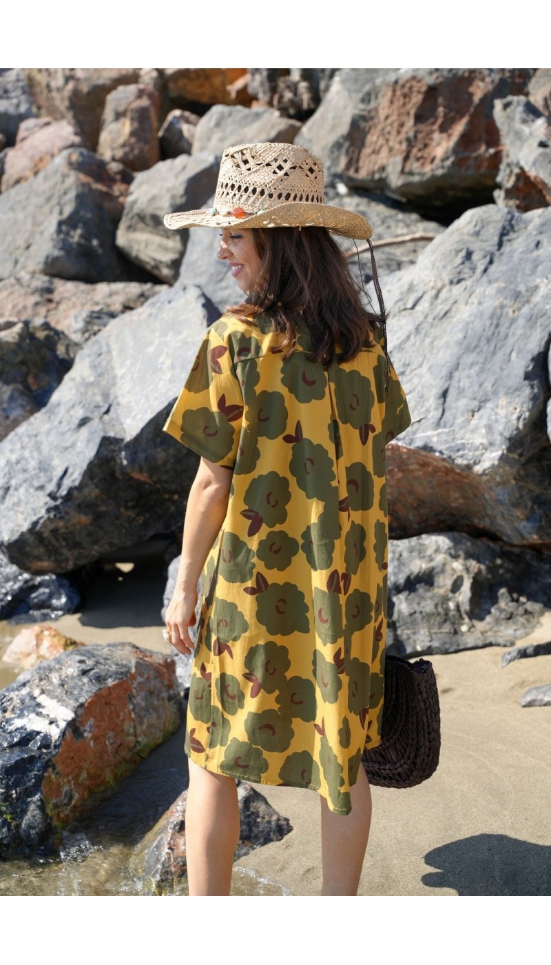 Vestido floral caqui/mostaza SINI