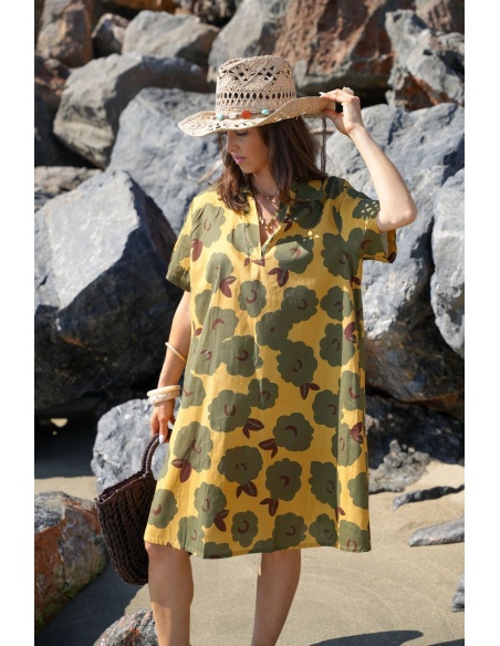 SINI Khaki/Mustard Floral Dress