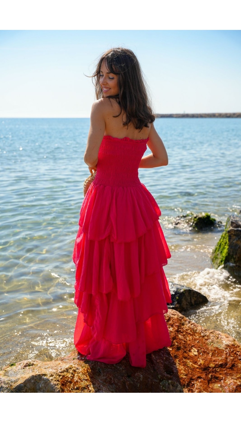 VESTIDOS MUJER Volante ROJO E26
