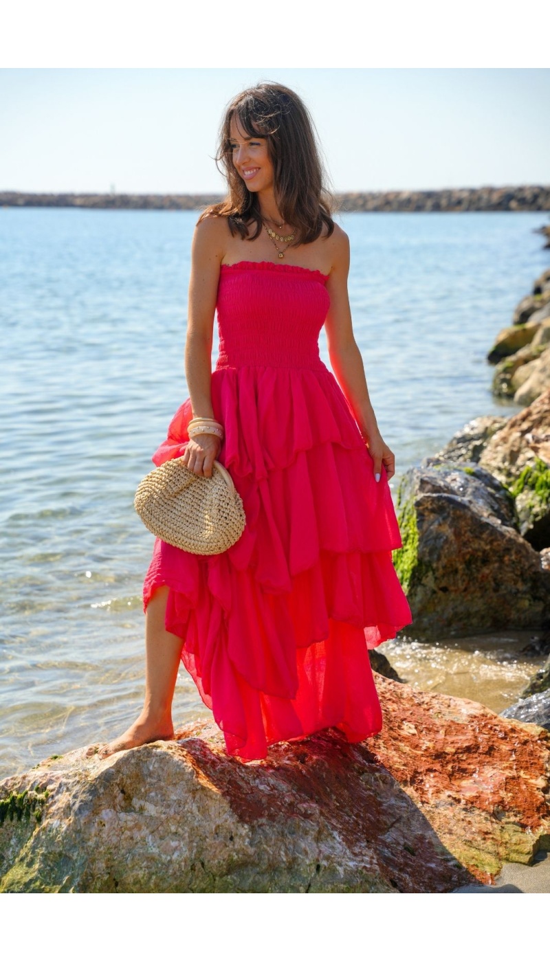 VESTIDOS MUJER Volante ROJO E26