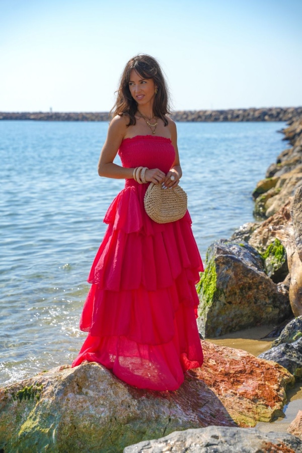 VESTIDOS DE MULHER VERMELHO Babado E26