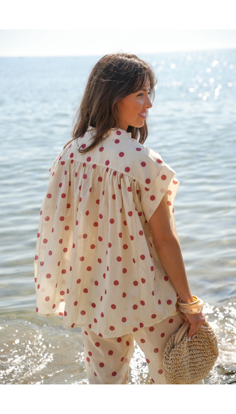 Haut Pois Ecru/Rouge Johanna OLIA