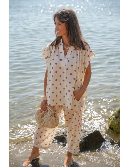 Pantalon Pois Ecru/Rouge Johanna OLIO