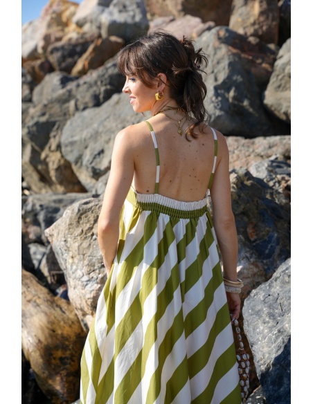 Robe Rayée Verte Johanna VENTRA