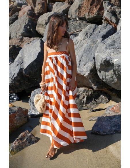 WOMEN'S DRESSES RUST WHITE E26
