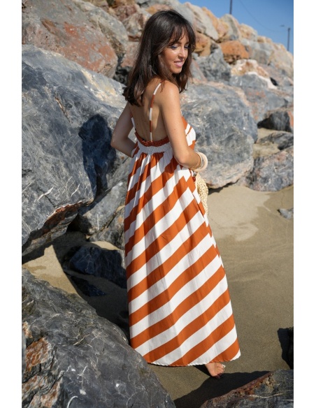 WOMEN'S DRESSES RUST WHITE E26