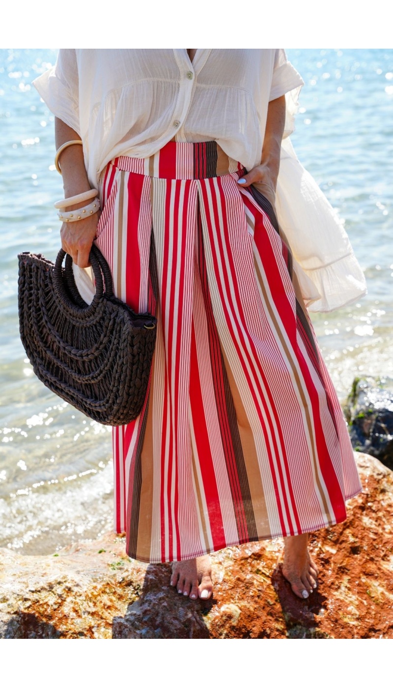 GONNE DONNA RIGHE ROSSE E26