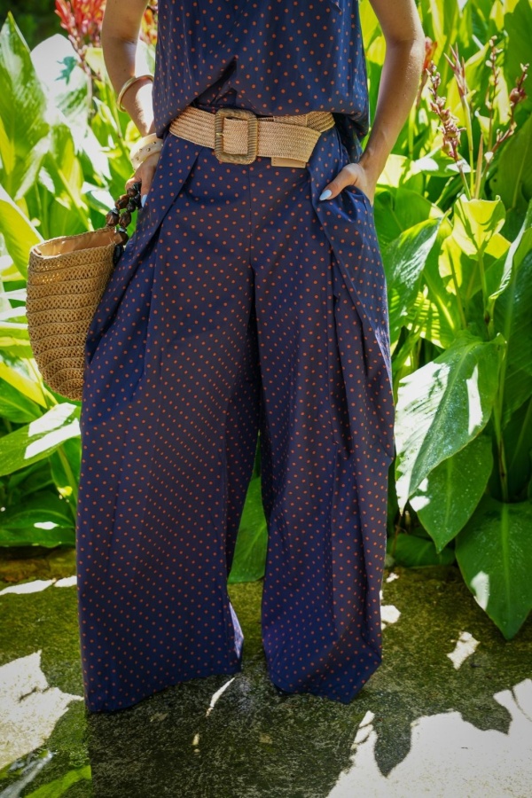 WOMEN'S TROUSERS NAVY DOT E26 2