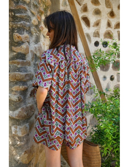 Short Rouille Fleurs Johanna - Accent Chic Maison