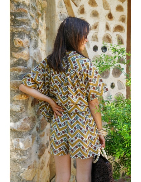 Short Olive Fleurs Johanna ELVIS - Accent de maison chic