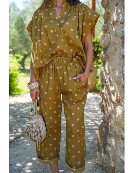 Pantalon Pois Olive/Nude Johanna OLIO