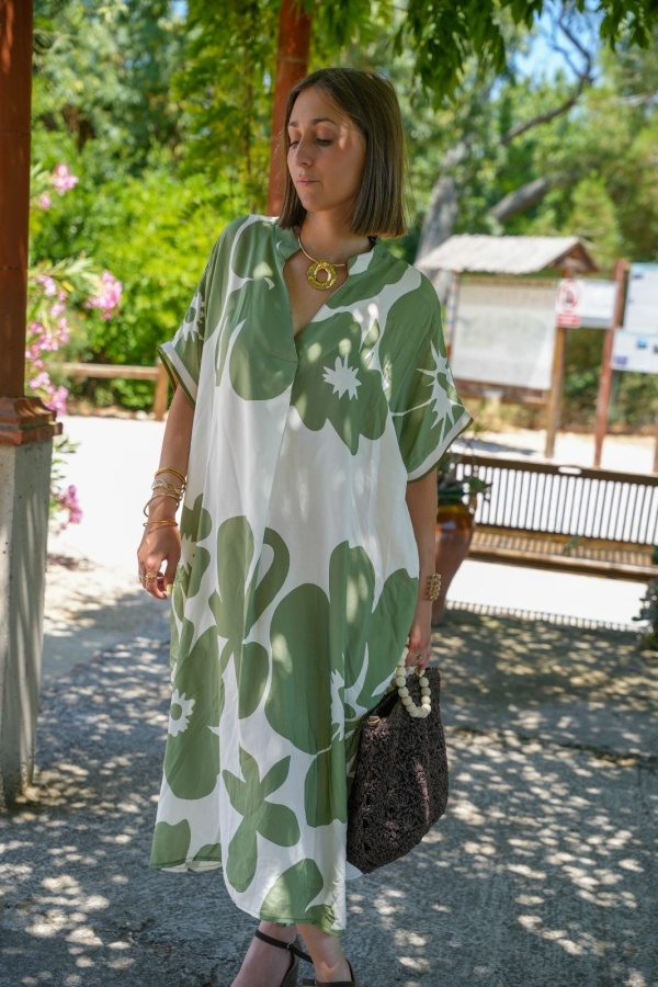 ROBES FEMME FLEUR VERT E26