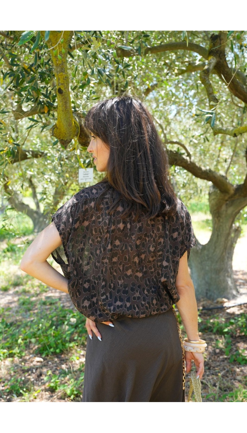 BLUSA LEOPAR CIOCCOLATO E26