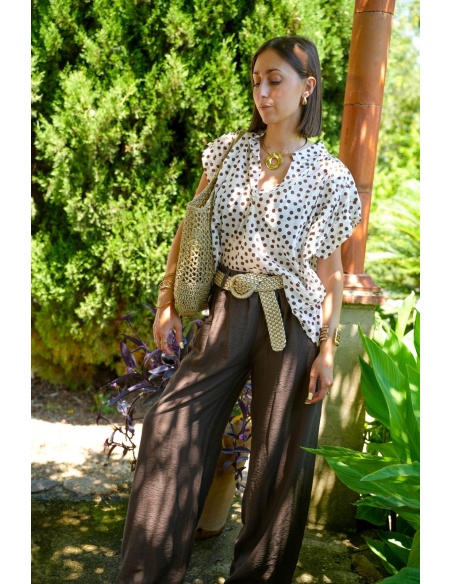 PANTALON FEMME CEINTU MARRON E26