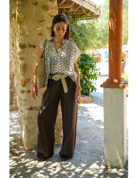 PANTALON FEMME CEINTU MARRON E26