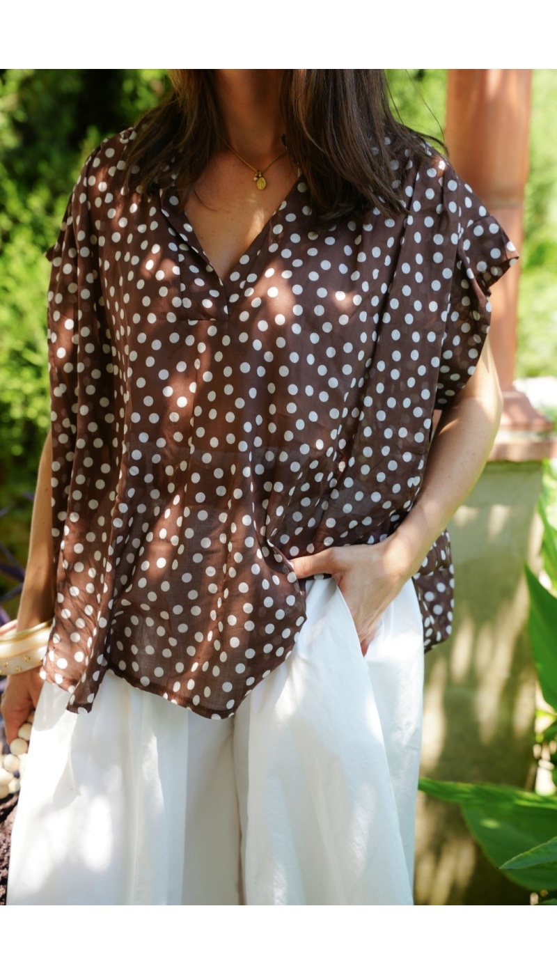 Blouse Pois Marron POPPY