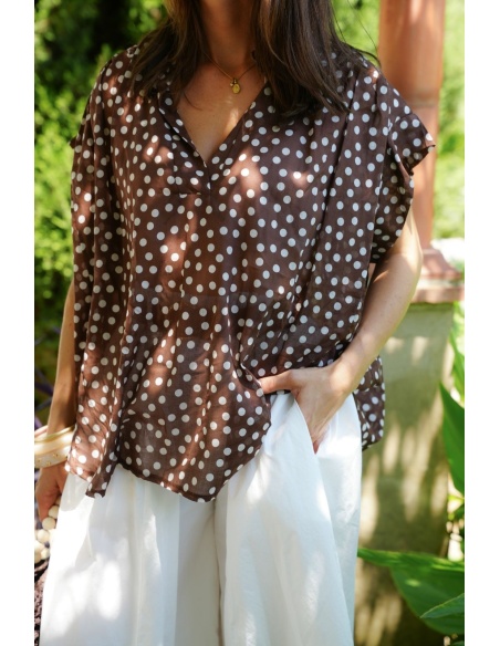 Blouse Pois Marron POPPY